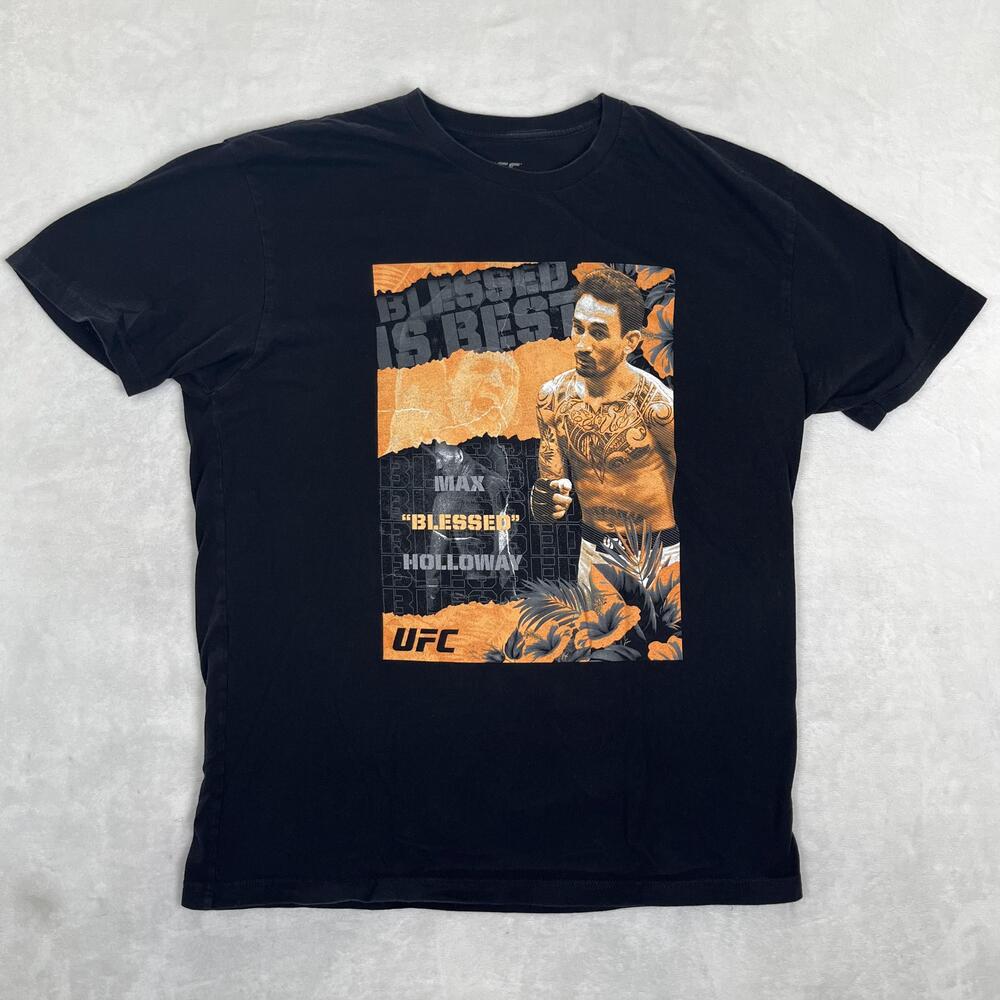 UFC Max Blessed Holloway T-Shirt Mens XL Black MMA Blessed Is Best Graphic
